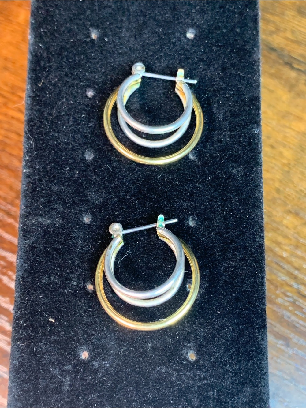 Two-Tone Triple Hoop Women's Earrings - Silver & Gold